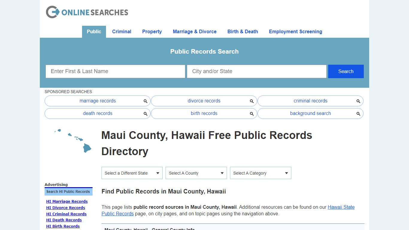 Maui County, Hawaii Public Records Directory - OnlineSearches.com
